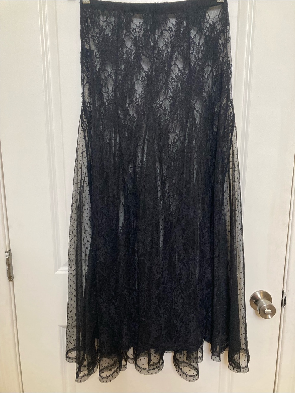 Sheer Lace Maxi Skirt Womens Size S Black Whimsigoth Dark Fairy Witchy Vamp
